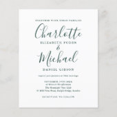 Budget Chic Emerald Script Trouwkaart (Voorkant)