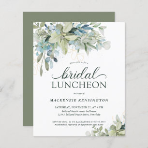 BUDGET Chic Eucalyptus Bridal Luncheon Uitnodiging