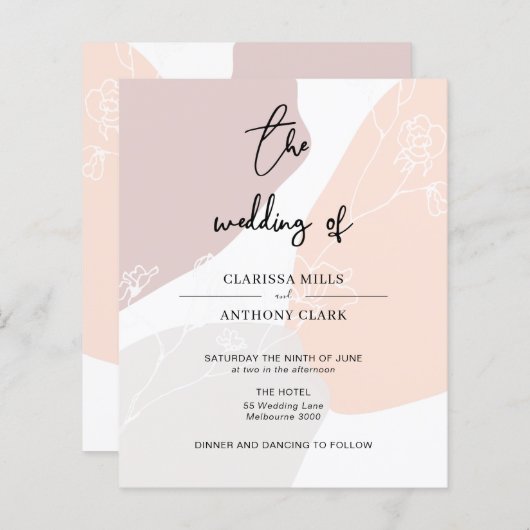 BUDGET Chic Floral Abstract Weddenschap (Voorkant / Achterkant)