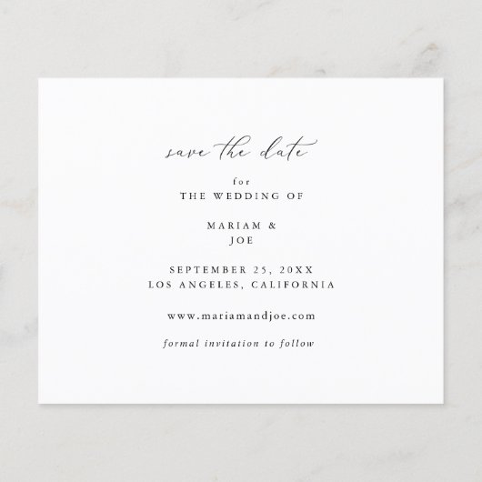 Budget Chic Fotostrip Save the Date 2 Flyer (Achterkant)