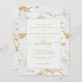 Budget Chic Gold Foil Marble Wedding Uitnodiging (Voorkant / Achterkant)