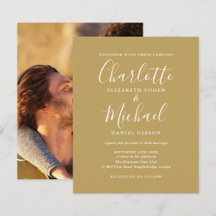 Budget Chic Gold Photo Weduwen Uitnodiging