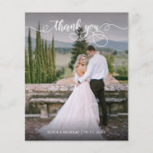 Budget Chic Kalligrafie 2 Foto Bruiloft Dank u (Voorkant)