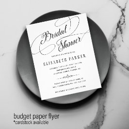 Budget chic kalligrafie bruidsshower uitnodiging flyer