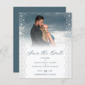 Budget Chic Modern Lace Effect Photo Wedding (Voorkant / Achterkant)