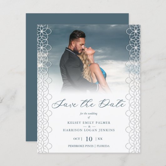 Budget Chic Modern Lace Effect Photo Wedding (Voorkant / Achterkant)