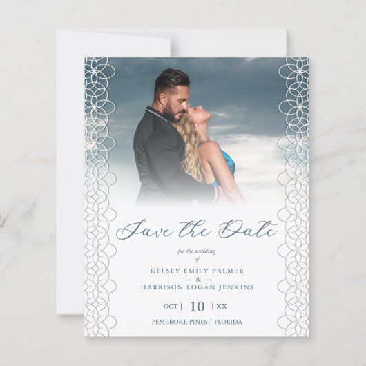 Budget Chic Modern Lace Effect Photo Wedding (Voorkant)