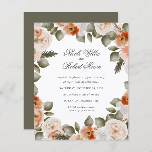 Budget Chic Oranje Ivory MOSS groene bruiloft (Voorkant / Achterkant)