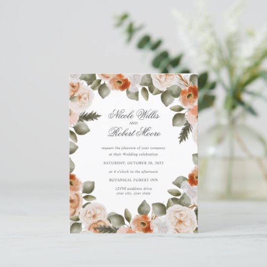 Budget Chic Oranje Ivory MOSS groene bruiloft (Staand voorkant)