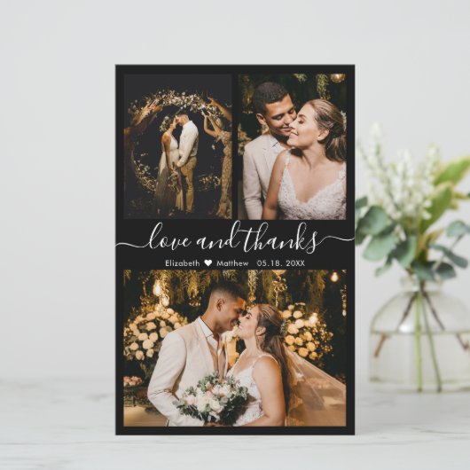 Budget Chic Photo Collage Wedding Bedankt Flyer (Staand voorkant)