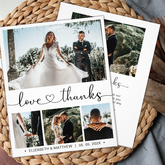 Budget Chic Photo Collage Wedding Bedankt Flyer