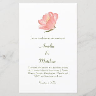 Budget Chic Pink Floral All-in-One Wedding Invite