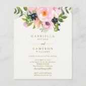 Budget Chic Pink Floral Waterverf Wedding Invite (Voorkant)