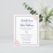 BUDGET Chic Pink Glitter Navy Blue Floral bruiloft (Staand voorkant)