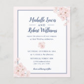 BUDGET Chic Pink Glitter Navy Blue Floral bruiloft (Voorkant)