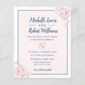 BUDGET Chic Pink Glitter Navy Blue Floral bruiloft (Voorkant)