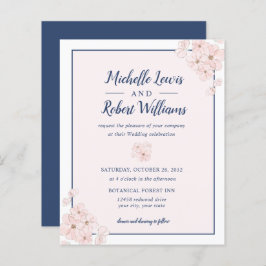 BUDGET Chic Pink Glitter Navy Blue Floral bruiloft