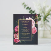 BUDGET Chic Pink Peony & Gold Wedding Invitation (Staand voorkant)