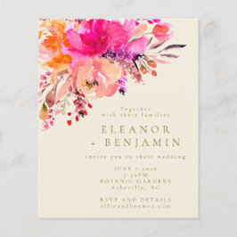Budget Chic Pink Waterverf Floral Wedding Invite