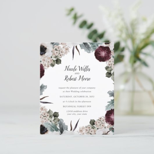 Budget Chic Plum Ivory Acanthus floral Wedding (Staand voorkant)
