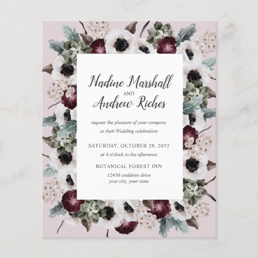 Budget Chic Plum Ivory Sage roze lijst Weddenschap (Voorkant)