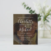 Budget Chic Script 2 Foto's Trouw Uitnodiging (Staand voorkant)