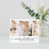 Budget Chic Script 5 Fotocollage Kerst Kaart (Staand voorkant)