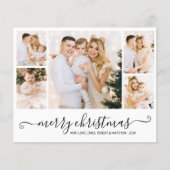 Budget Chic Script 5 Fotocollage Kerst Kaart (Voorkant)