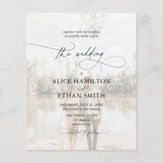 Budget Chic Script Photo Wedding Invitation (Voorkant)