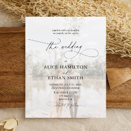 Budget Chic Script Photo Wedding Invitation