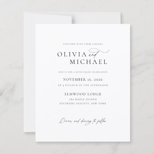 Budget Chic Script Romantische trouwfoto uitnodigt (Achterkant)