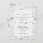 Budget Chic Silver Foil Marble Wedding Uitnodiging (Voorkant / Achterkant)