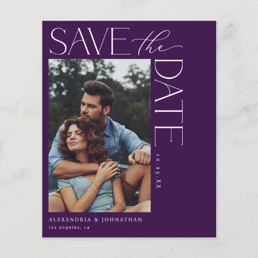 Budget Chic Stijlvolle Mod Foto Save the Date 2 Pu Flyer (Voorkant)