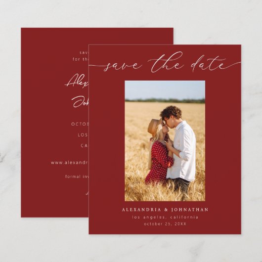 Budget Chic Stijlvolle Mod Foto Save the Date 3 Ro (Voorkant / Achterkant)