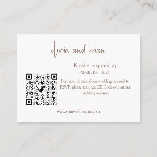 Budget Chic Wedding RSVP QR-codebehuizing Informatiekaartje (Achterkant)