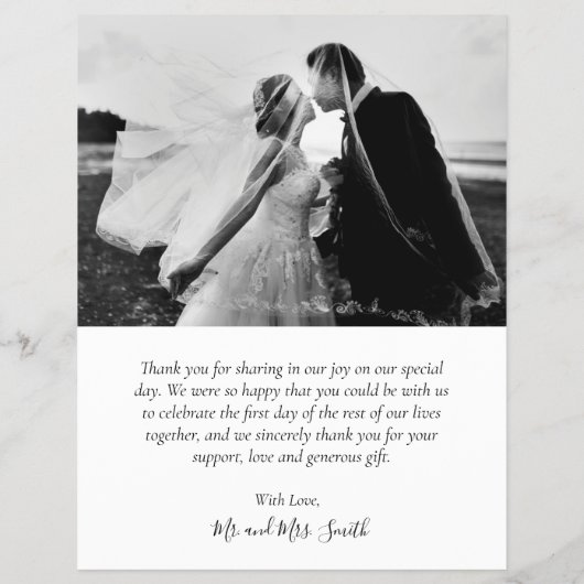 Budget Chic Whimsical Script Weddenschap Bedankt Flyer (Achterkant)