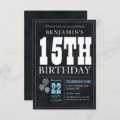 Budget Chique 15e verjaardag Chalkboard Blauwe Bal Notitiekaartje (Voorkant / Achterkant)