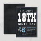 Budget Chique 18e verjaardag Chalkboard Blauwe Bal Notitiekaartje (Voorkant / Achterkant)