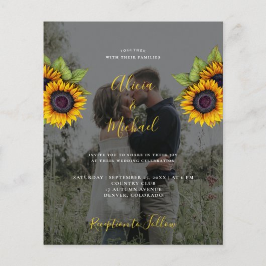 Budget chique bloemenfoto bruiloft uitnodiging FLY Flyer (Voorkant)