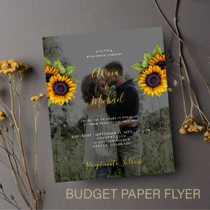 Budget chique bloemenfoto bruiloft uitnodiging FLY Flyer