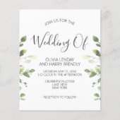 Budget Chique Eucalyptus Green Bruiloft uitnodigin (Voorkant)