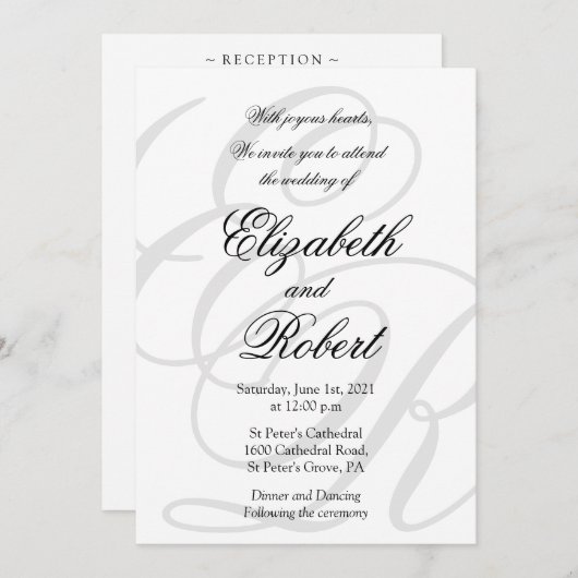 Budget Chique Minimalistische Monogram QR-code Bru Kaart (Voorkant / Achterkant)