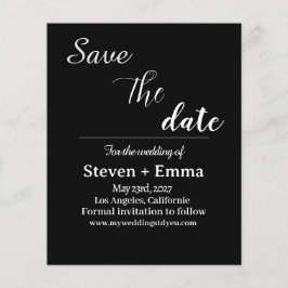 Budget chique zwart-wit Bruiloft Save the Date Flyer