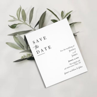 Budget Chique Zwart-wit Bruiloft Save the Date Flyer