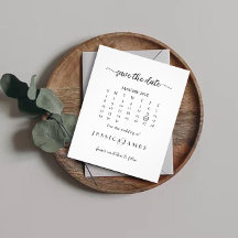 Budget Chique Zwart-wit Bruiloft Save the Date