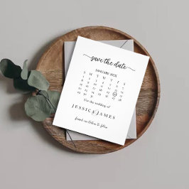 Budget Chique Zwart-wit Bruiloft Save the Date Flyer