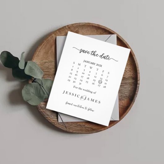 Budget Chique Zwart-wit Bruiloft Save the Date Flyer