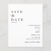 Budget Chique Zwart-wit Bruiloft Save the Date Flyer (Voorkant)