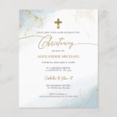 Budget Christelijk Blauw Goud Kruis Jongen Doop (Voorkant)