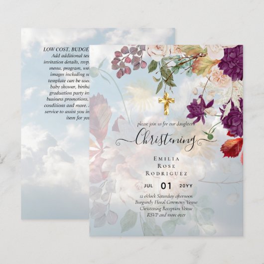 BUDGET CHRISTENING Invite Baptism Bautizo Bautismo (Voorkant / Achterkant)